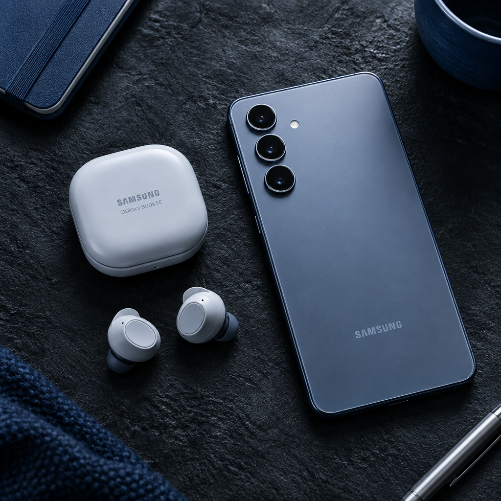 Samsung Galaxy Buds FE with Galaxy smartphone