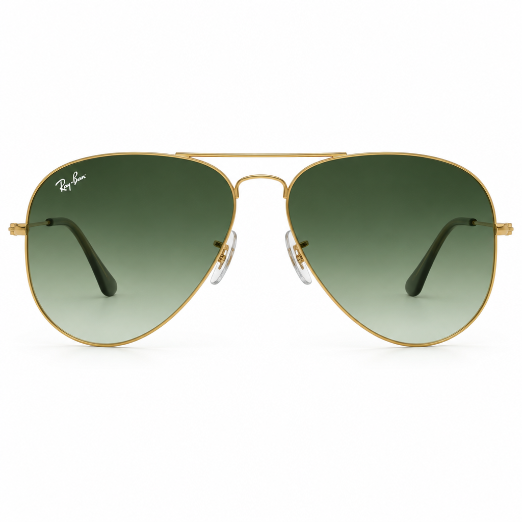 Ray-Ban RB3025 W0879 Aviator Sunglasses – Green Lens Front View