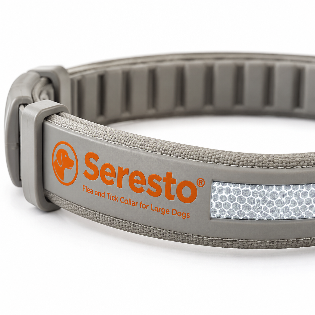 Seresto Large Dog collar close-up with orange branding