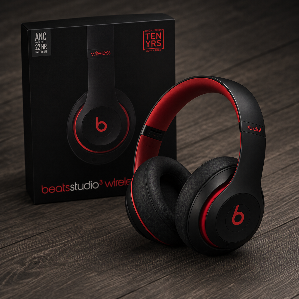 Beats Studio 3 Wireless Ten Years Edition headphones black and red