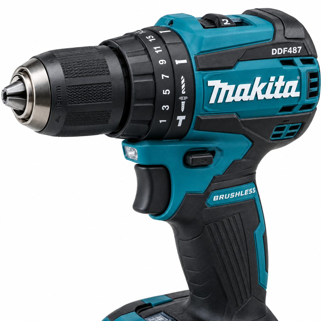 Makita DDF487 LXT 18V Brushless Cordless Drill Driver – Detail Close-Up