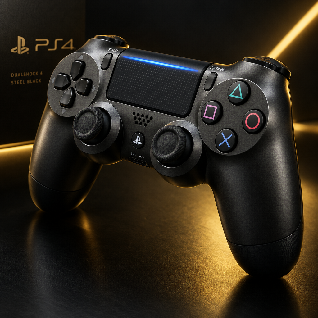 Sony DualShock 4 Steel Black Controller - Angled View
