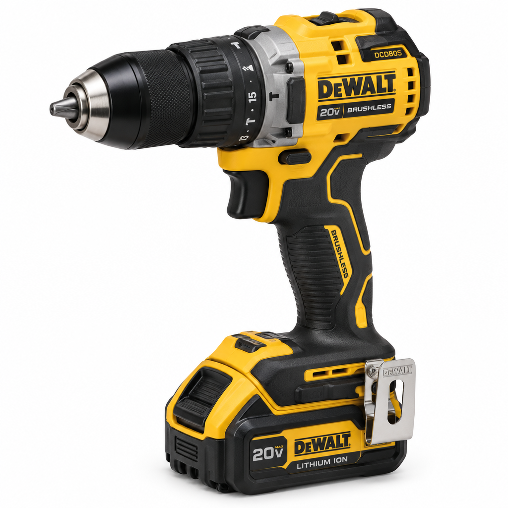 DEWALT DCD805 20V Brushless Cordless Drill – 3/4 Angle View