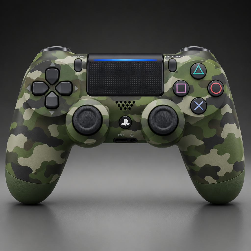 Sony PS4 DualShock 4 Green Camo V2 Controller - Front View