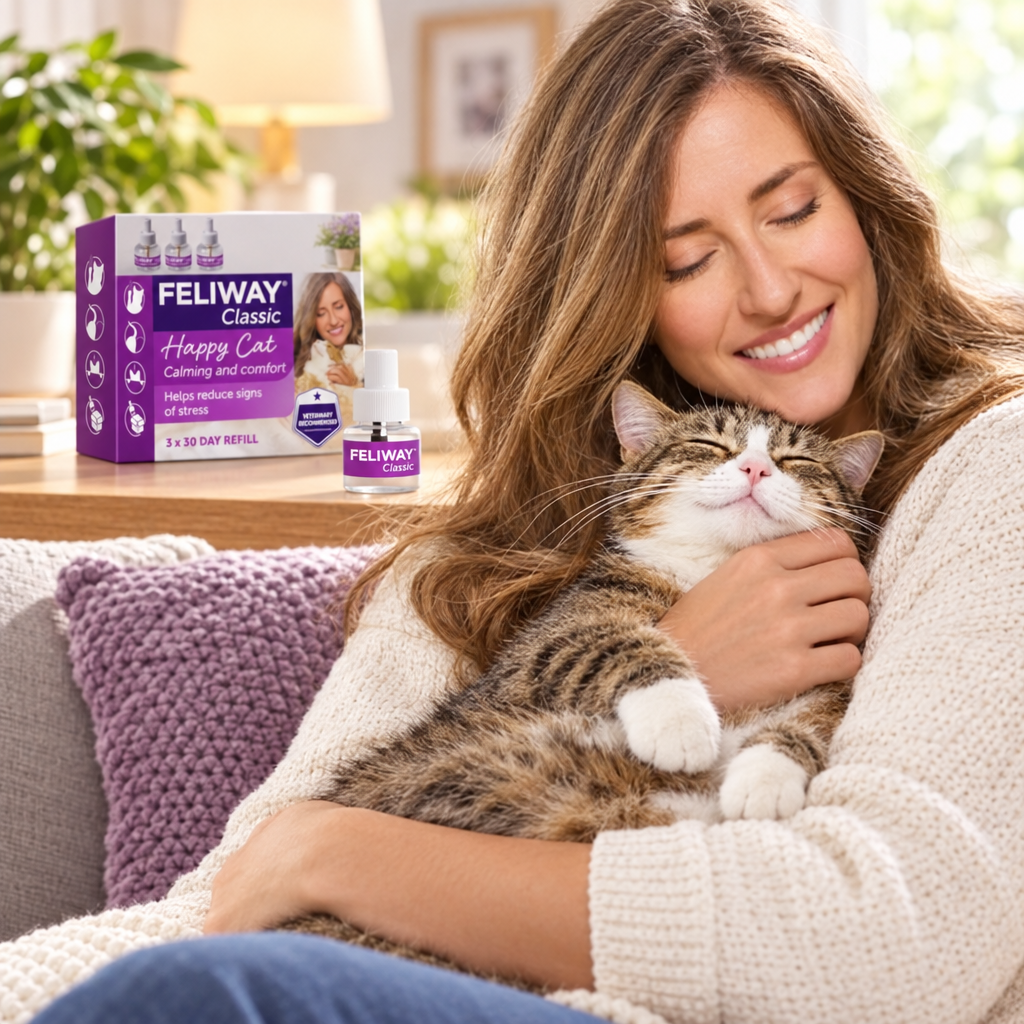 FELIWAY Classic lifestyle - happy cat with smiling woman