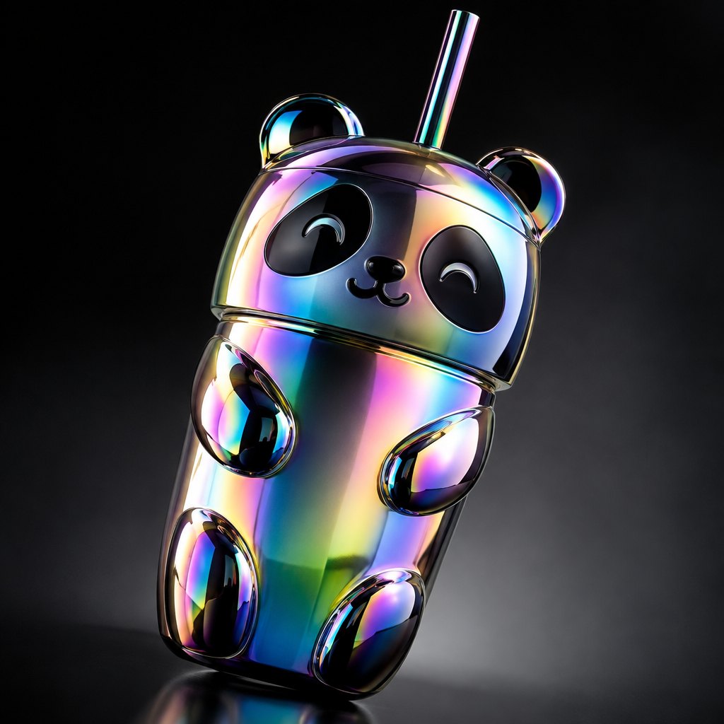 Mirror Color Panda Tumbler - Angled View