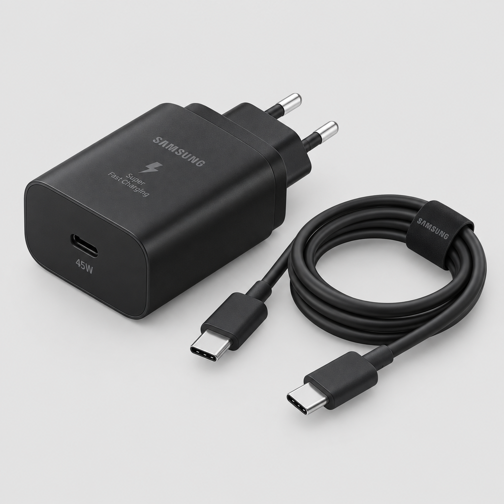 Samsung 45W Charger Grey Angled