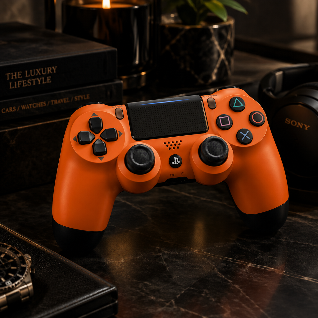 Sony DualShock 4 Sunset Orange – Lifestyle Shot