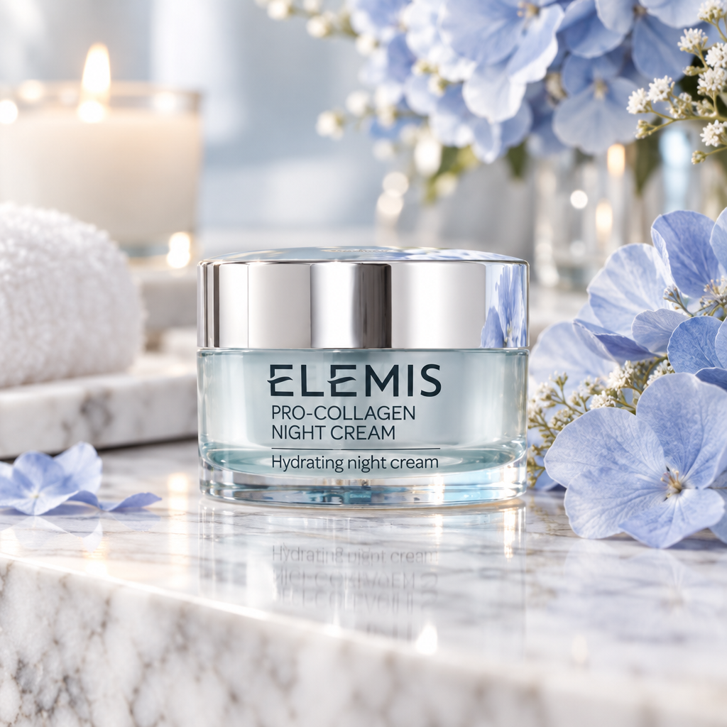Elemis Pro-Collagen Night Cream 50ml lifestyle shot on marble