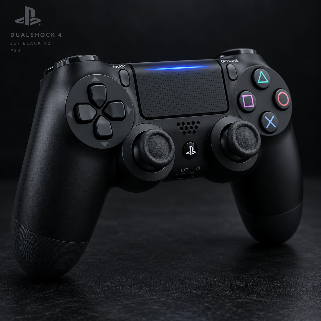 Sony DualShock 4 Jet Black Controller - Angled View