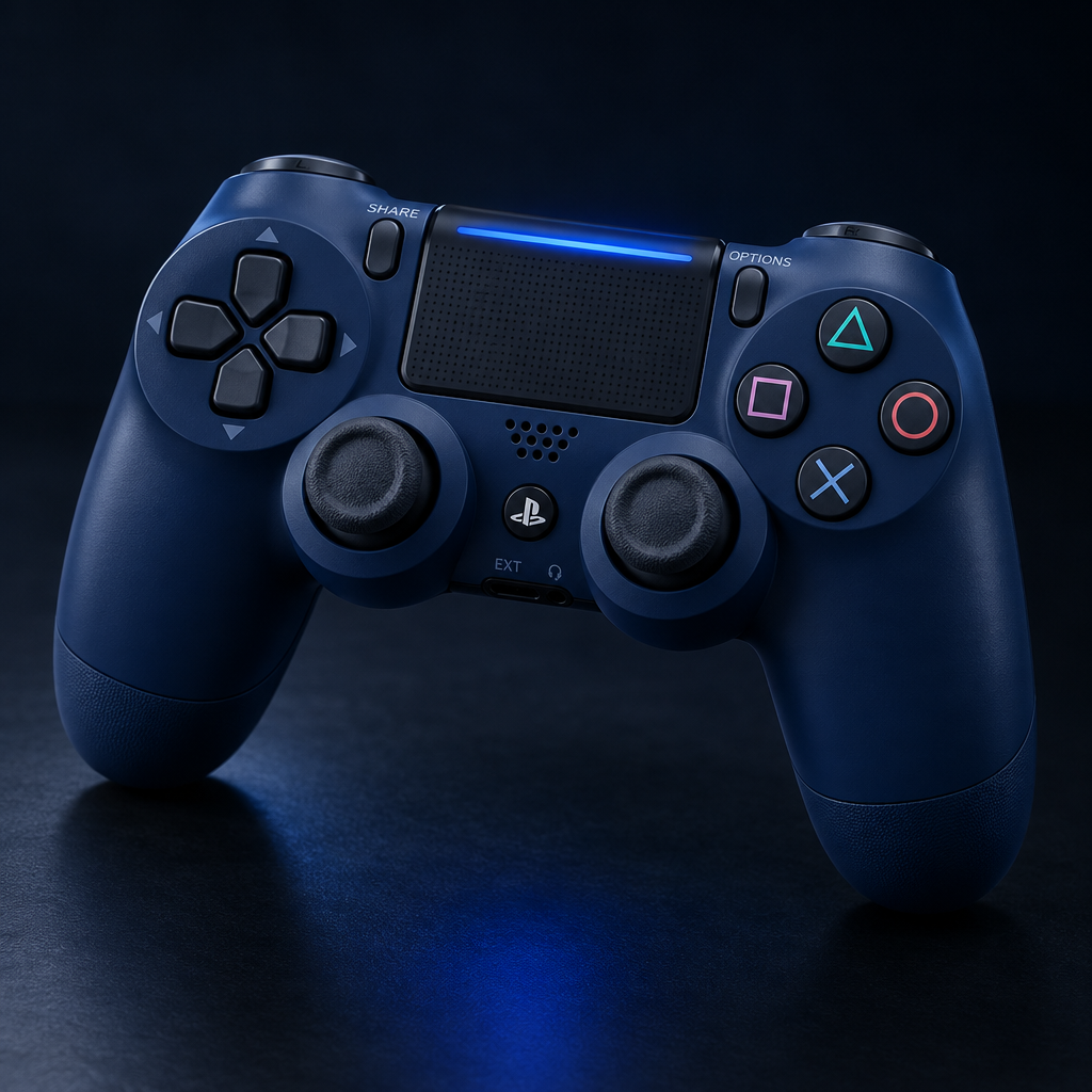 Sony DualShock 4 Midnight Blue Controller - Angled View