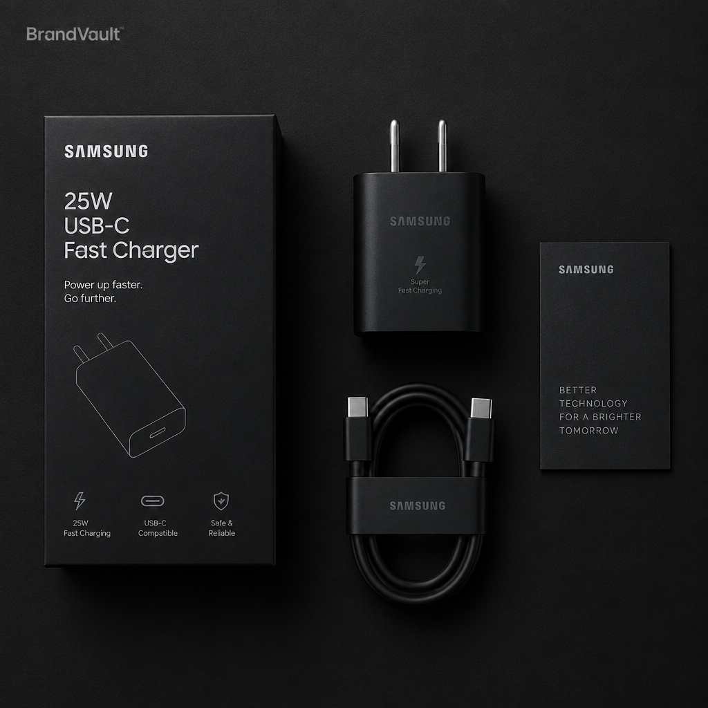Samsung 25W Charger Flat Lay
