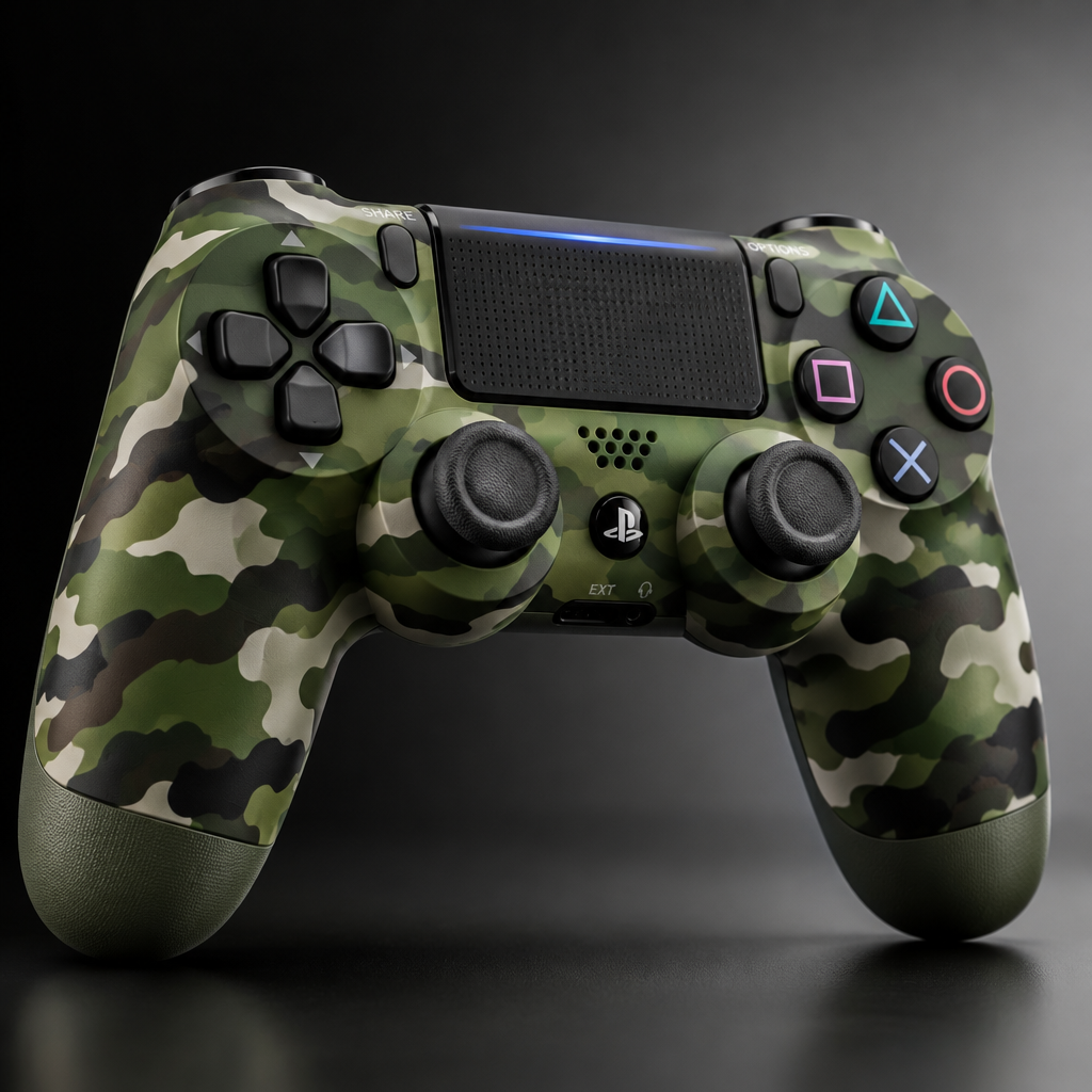 Sony PS4 DualShock 4 Green Camo V2 Controller - Front Angle