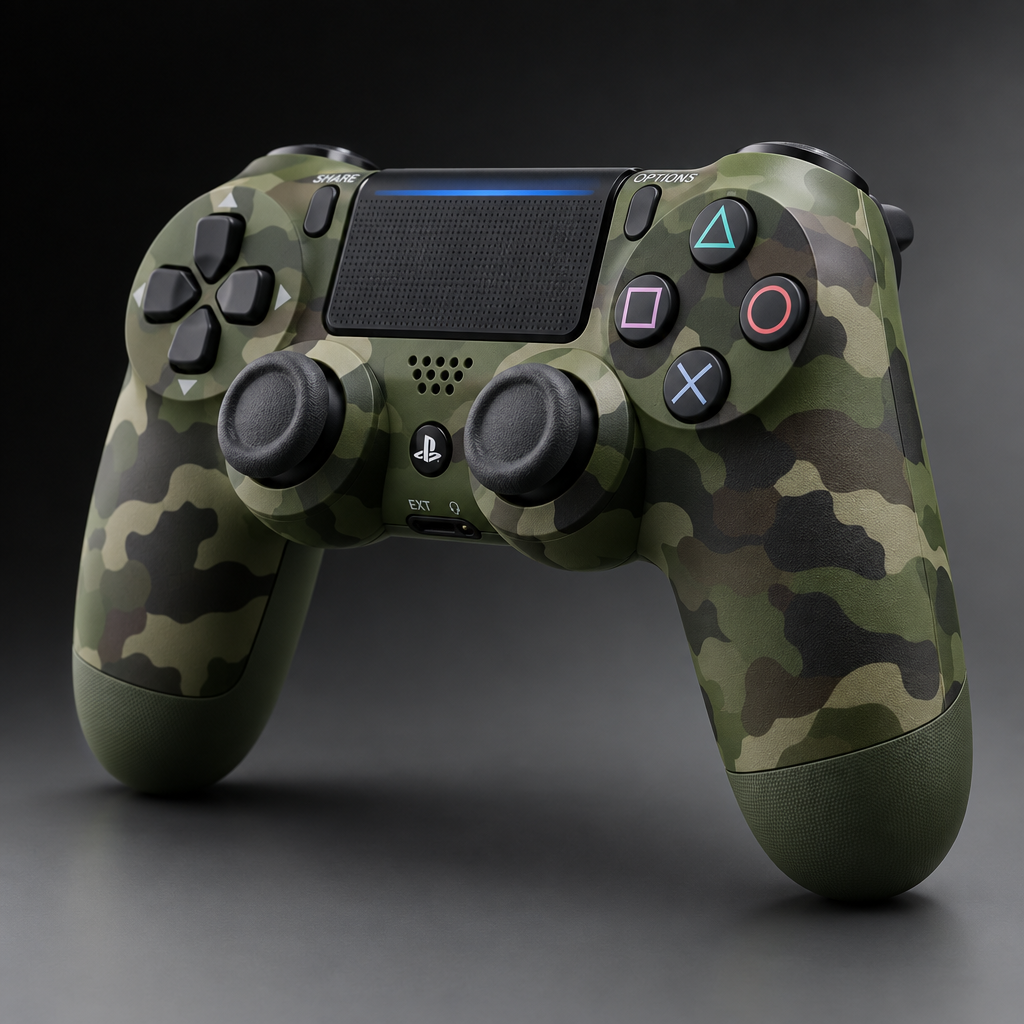 Sony PS4 DualShock 4 Green Camo V2 Controller - Side View