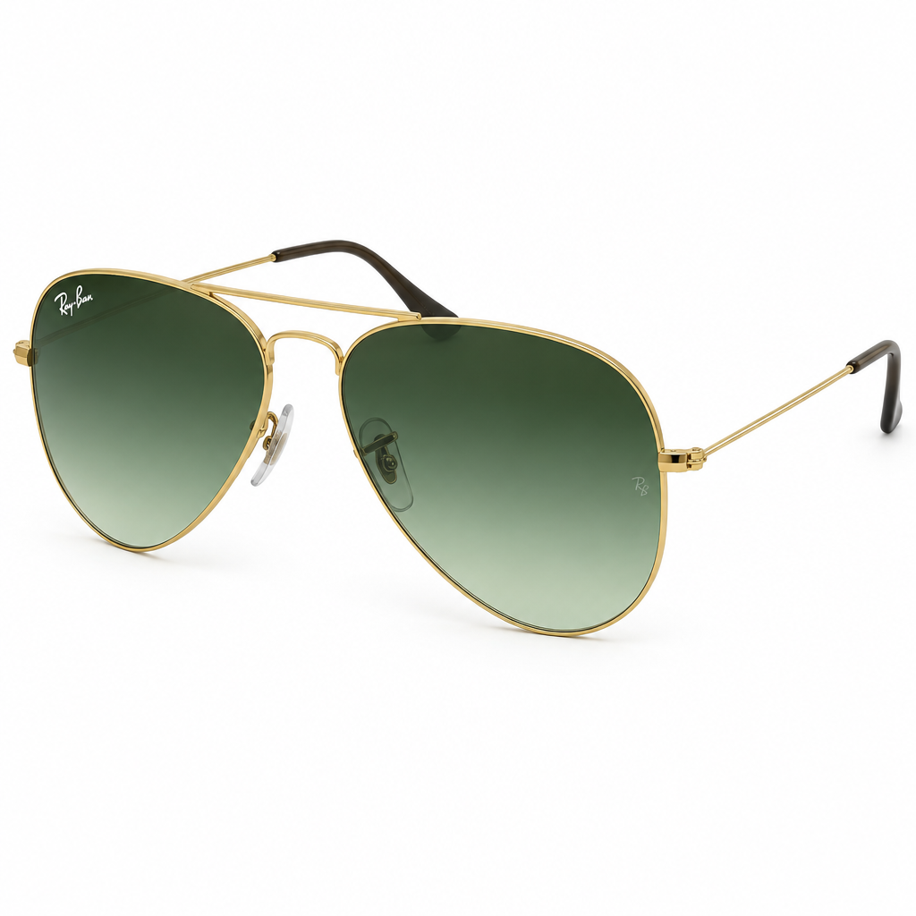 Ray-Ban RB3025 W0879 Aviator Sunglasses – Green Lens 3/4 Angle