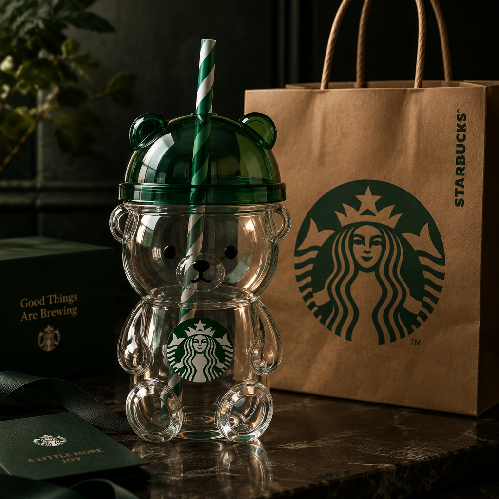 Starbucks Bear Tumbler - Lifestyle with Gift Bag