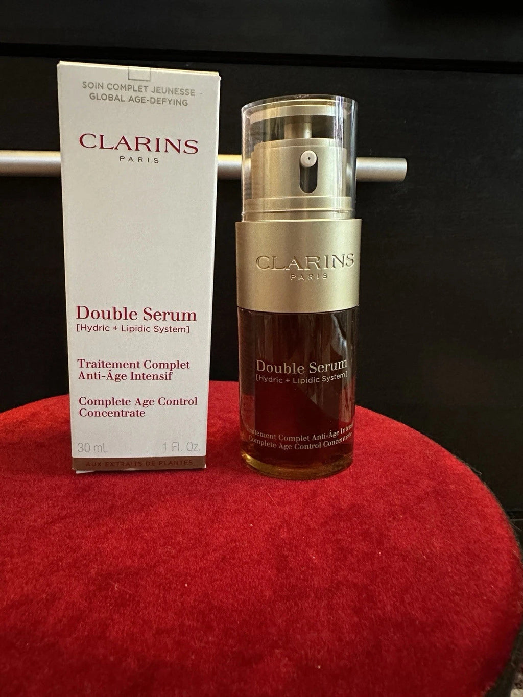 Clarins Double Serum Complete Age Control Concentrate 30ml bottle and box